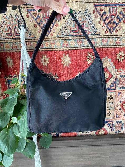 prada nylon hobo shoulder bag|vintage Prada nylon hobo bag.